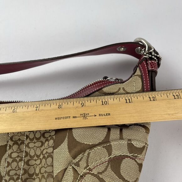 Y2K Coach Patchwork Purse Monogram Hobo Shoulder Bag Red Crocodile Print Handle - Picture 14 of 16